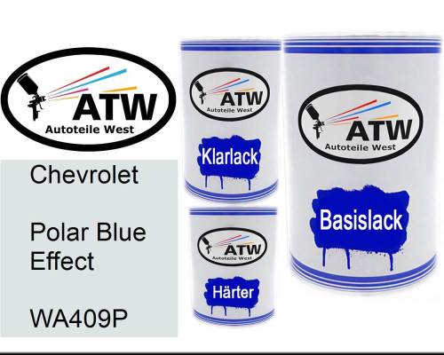 Chevrolet, Polar Blue Effect, WA409P: 500ml Lackdose + 500ml Klarlack + 250ml Härter - Set, von ATW Autoteile West.